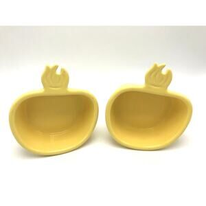 Chantal Onion Shaped Ramekins Set 2 Yellow Glazed Stoneware Baking Dishes 8oz